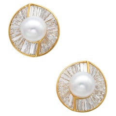 Orecchini a clip vintage Harry Winston con perle e diamanti in oro 18 carati