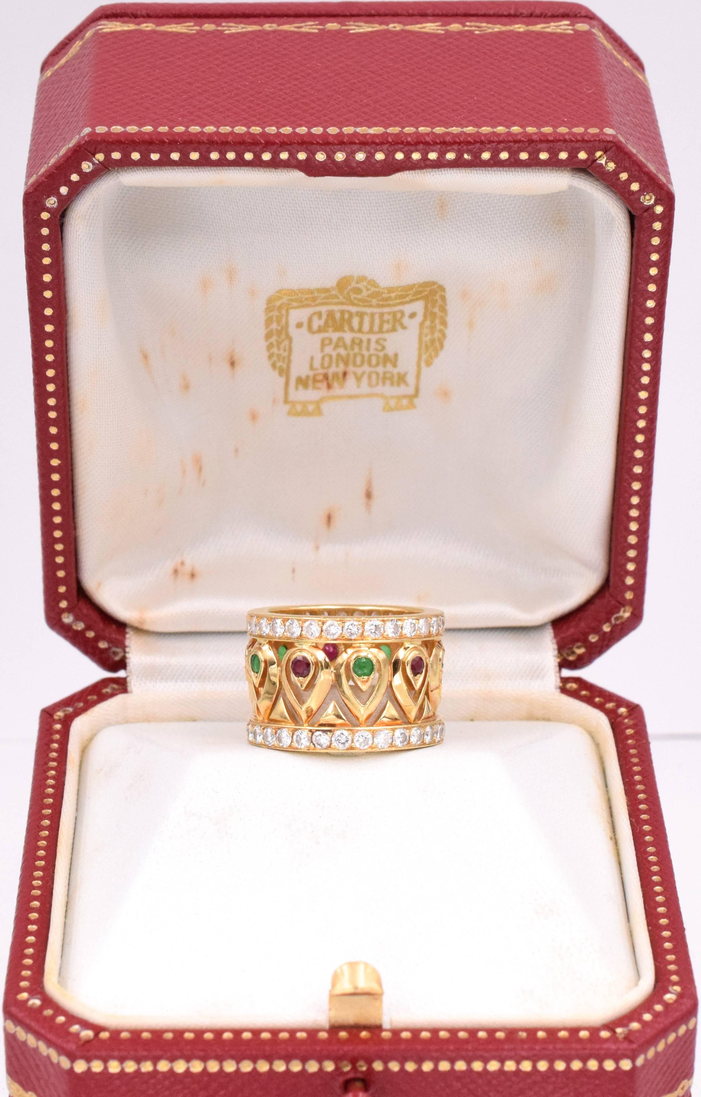 Cartier Diamond and Gemstone Band In Excellent Condition For Sale In New York, NY