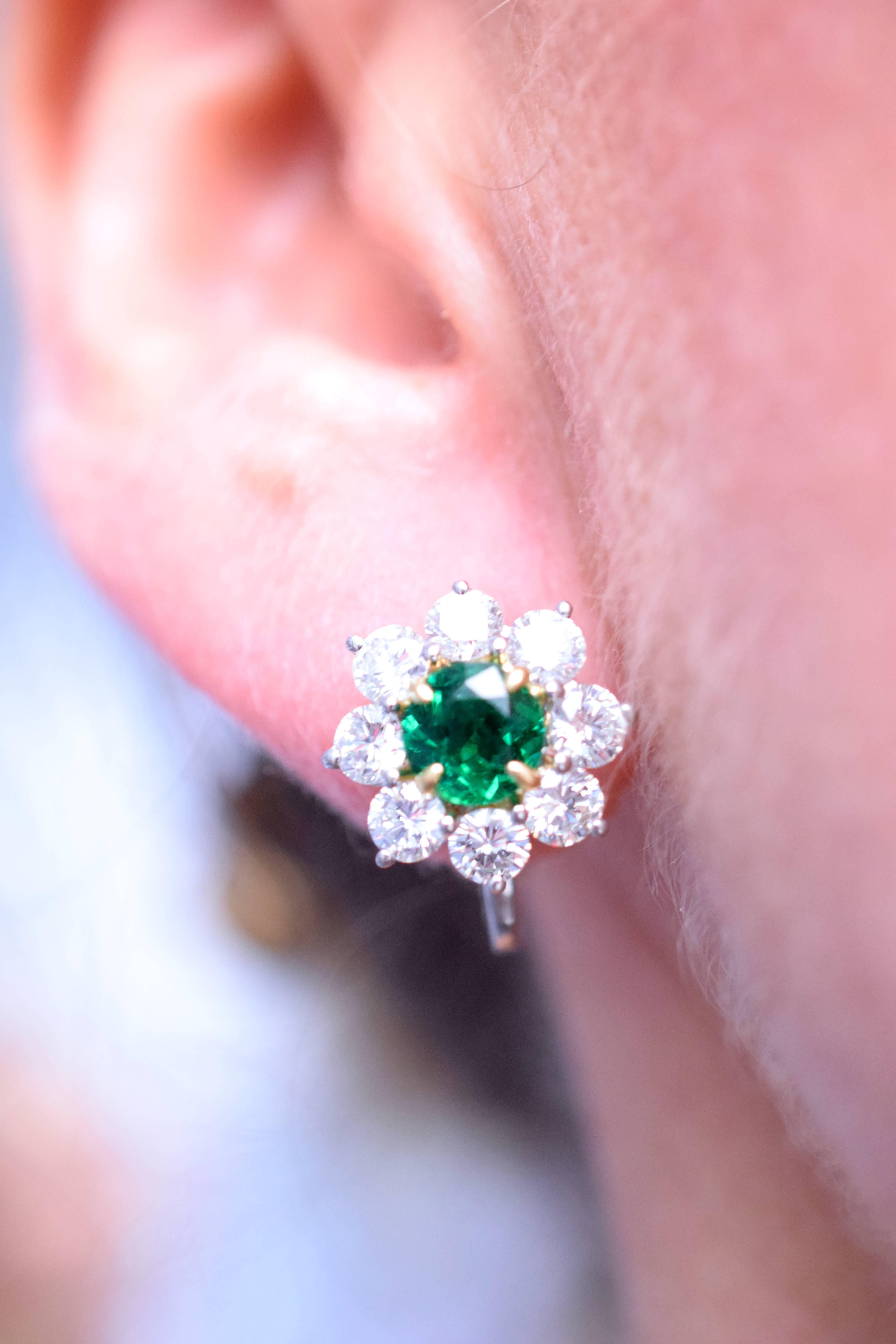 Contemporary Emerald Diamond Earclips