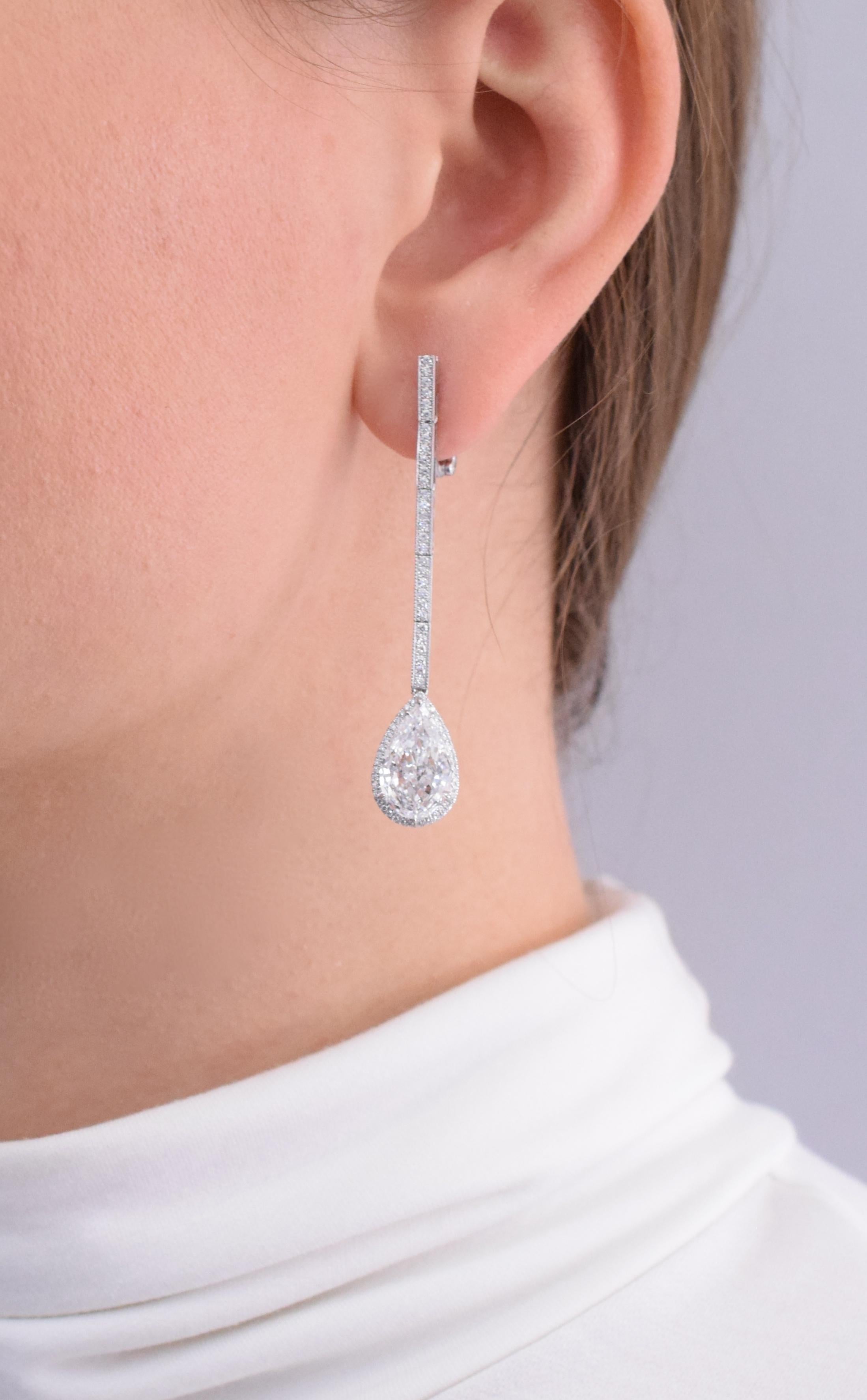 Pear Cut NALLY GIA Diamond Drop Earrings For Sale
