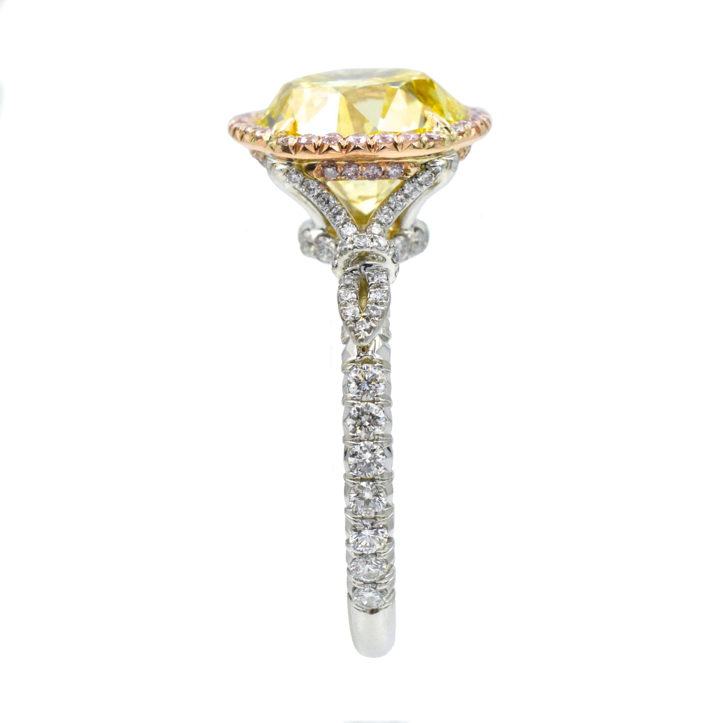 Women's NALLY  GIA Vivid Intense Yellow Color Diamond Ring 