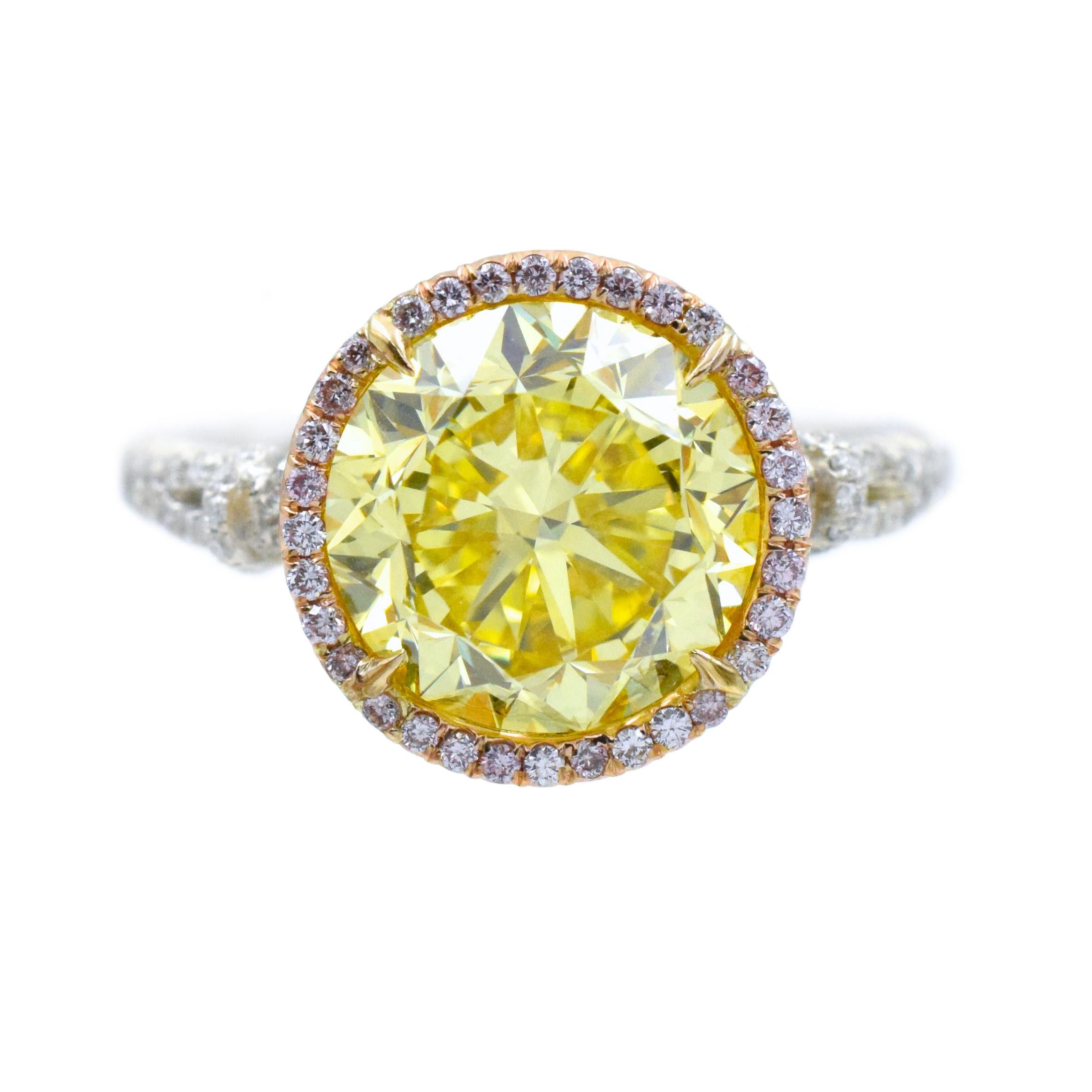 NALLY  GIA Vivid Intense Yellow Color Diamond Ring  3