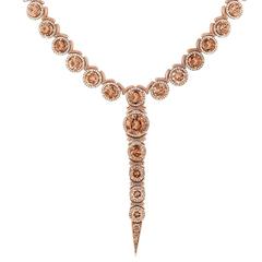 61.31 Carats Cognac Color Brilliant Diamonds Set in Brown Gold Necklace
