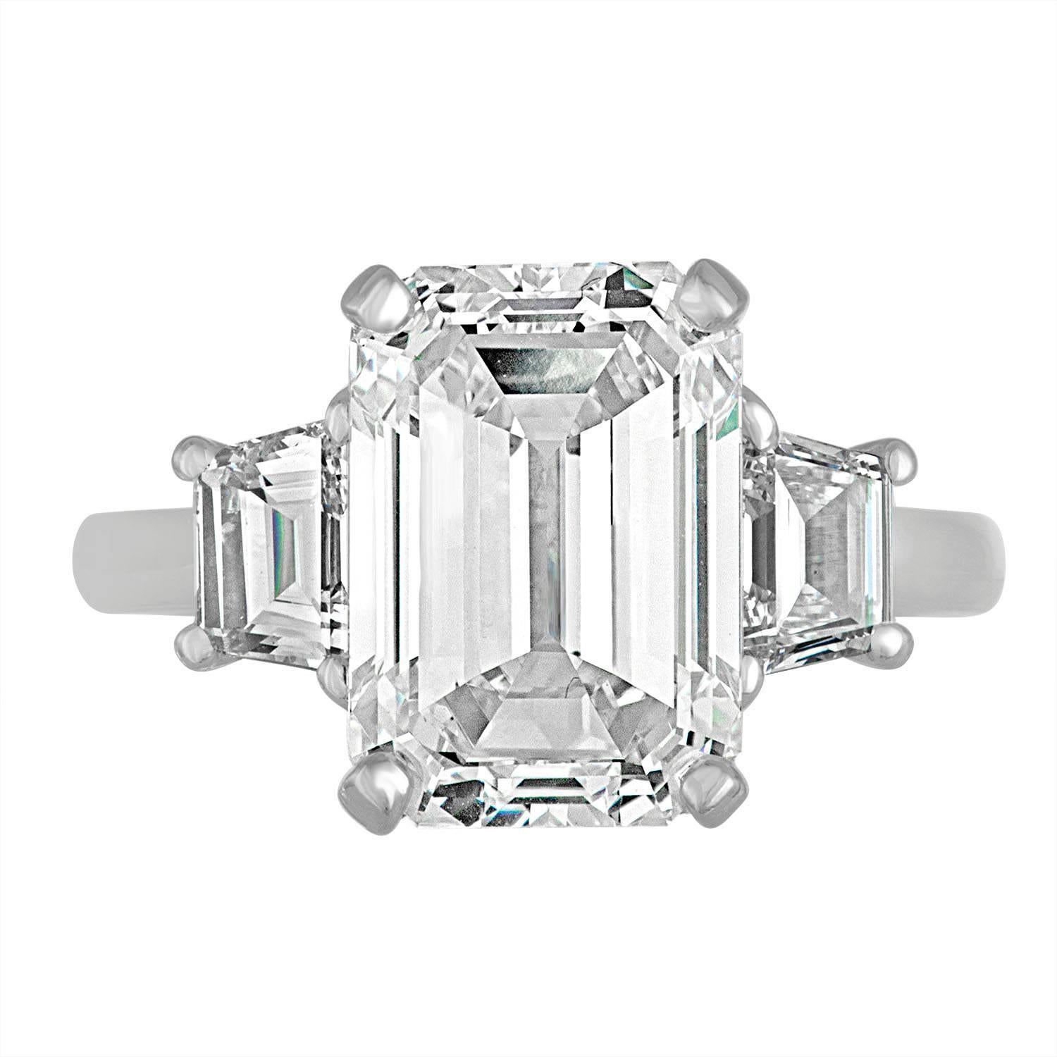 6.19 Carat GIA Certified Diamond Platinum Three-Stone Ring