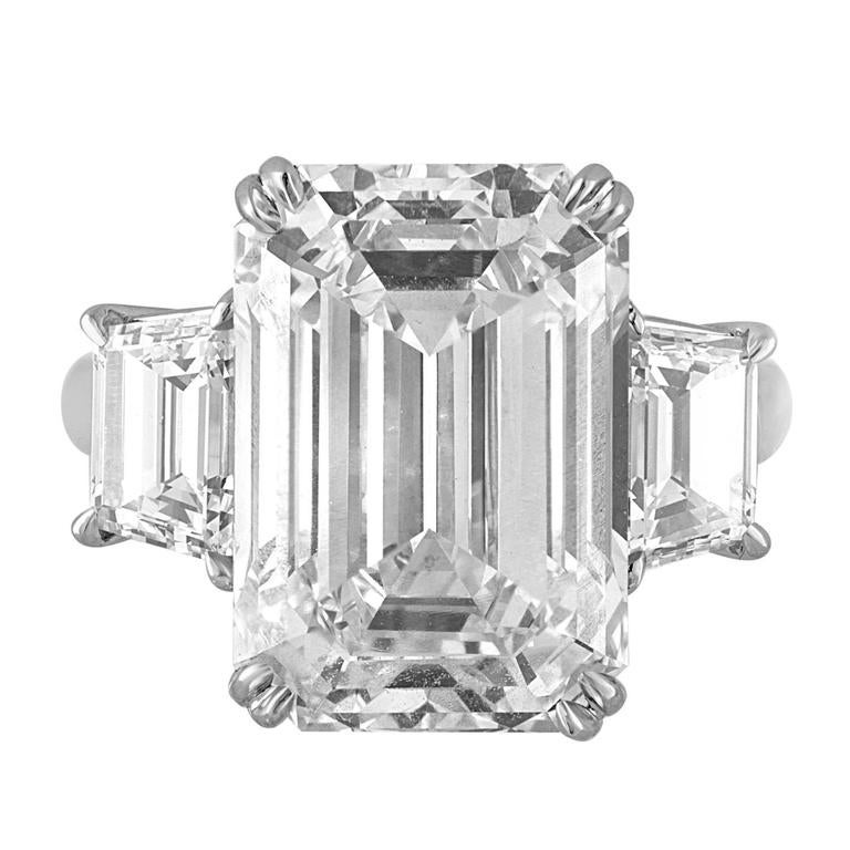 13.07 Carat Emerald Cut Diamond Platinum Ring