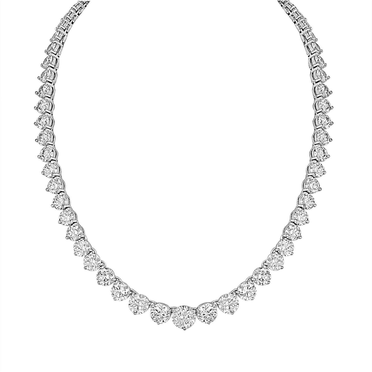 49.63 Carat of Graduating Diamonds Tennis Necklace