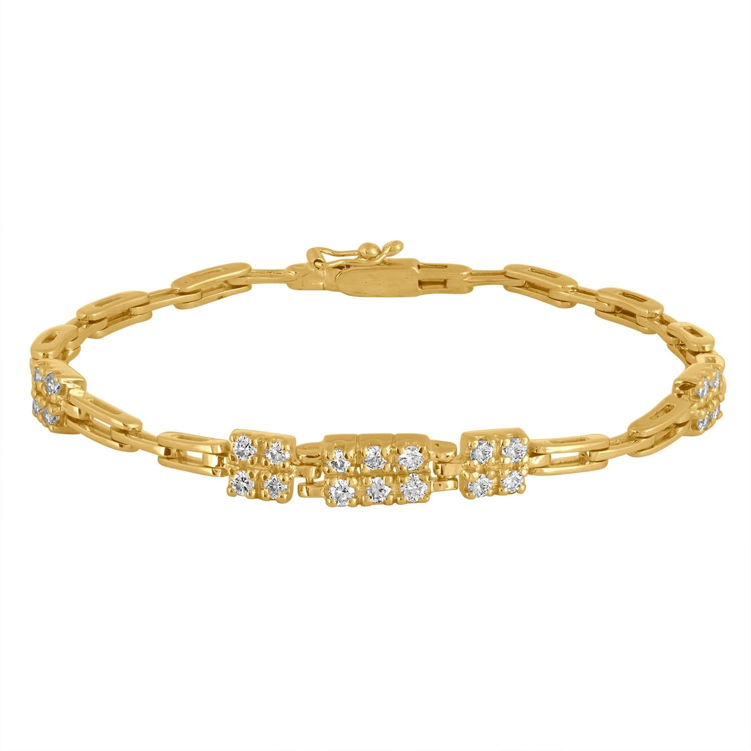1.10 Carats Diamonds Gold Link Bracelet