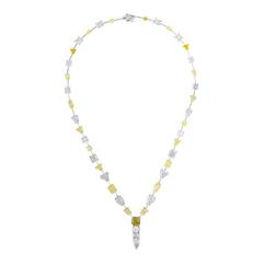 Mixed Shapes and Mixed Colors Diamond Platinum Necklace 9