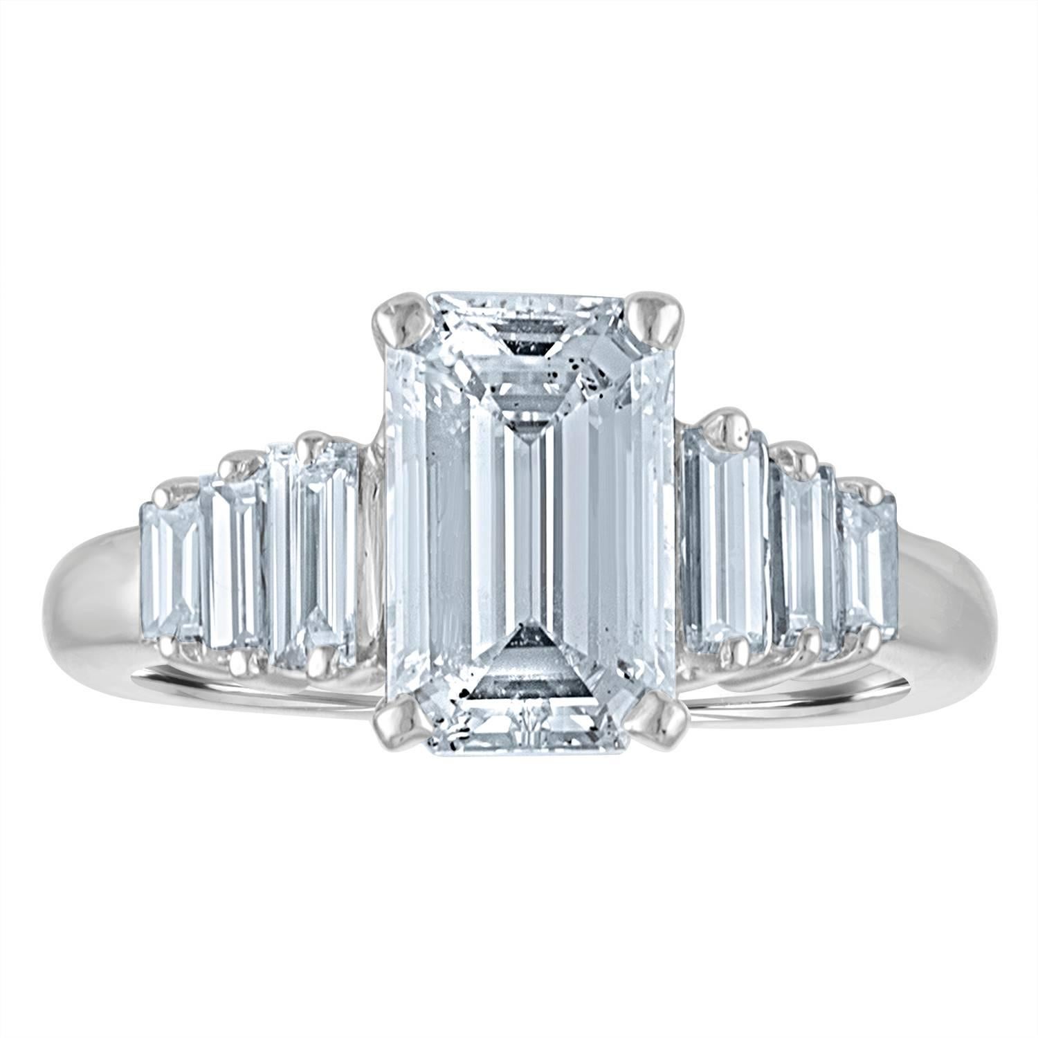 2.54 Carat GIA Certified Emerald Cut Diamond Ring For Sale