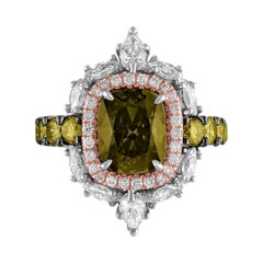 3.02 Carat Cushion Cut Diamond Rose Gold Platinum Handcrafted Ring