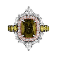 3.02 Carat Cushion Cut Diamond Rose Gold Platinum Handcrafted Ring 10