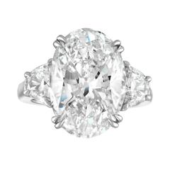 10.07 Carat Oval GIA Set with Half Moons in Platinum Ring Mounting 12