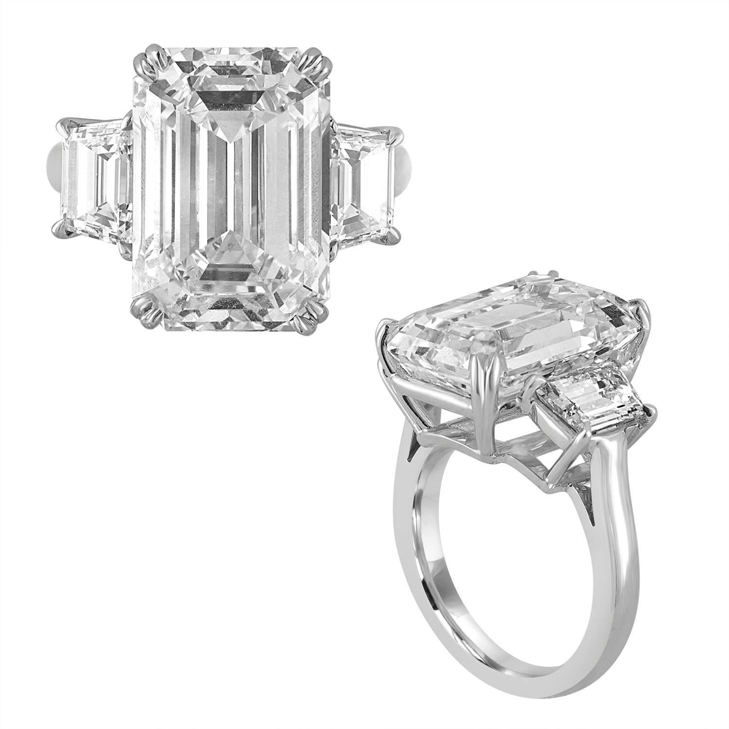 Contemporary 13.07 Carat Emerald Cut Diamond Platinum Ring