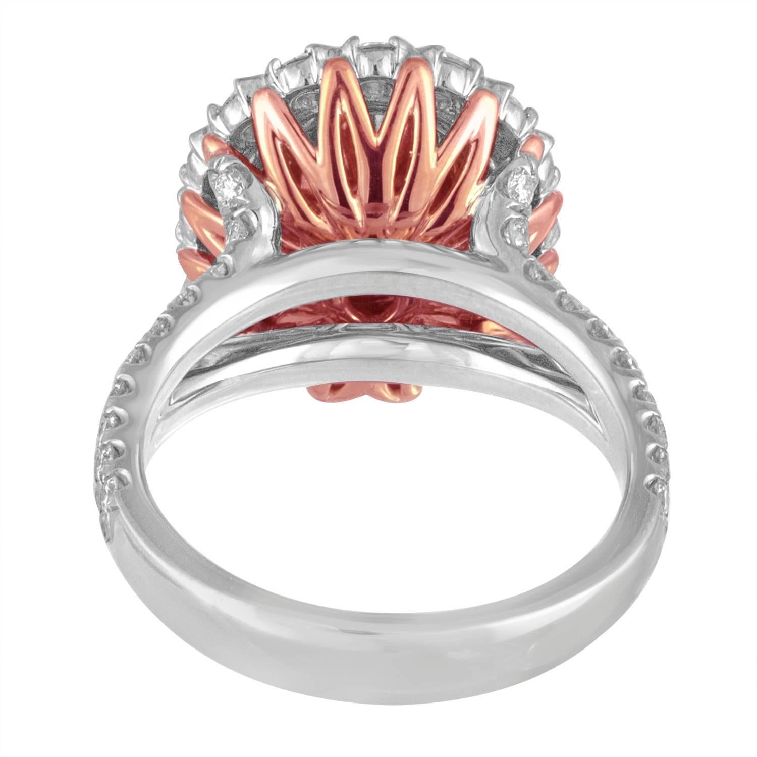 1.10 Carat GIA Certified Fancy Brownish Pink and White Diamond Platinum Ring In New Condition For Sale In New York, NY