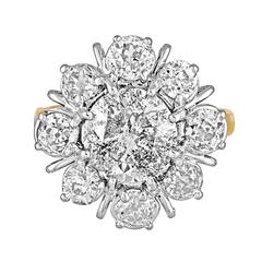 3.34 Carat Diamond Gold Platinum Flower Ring