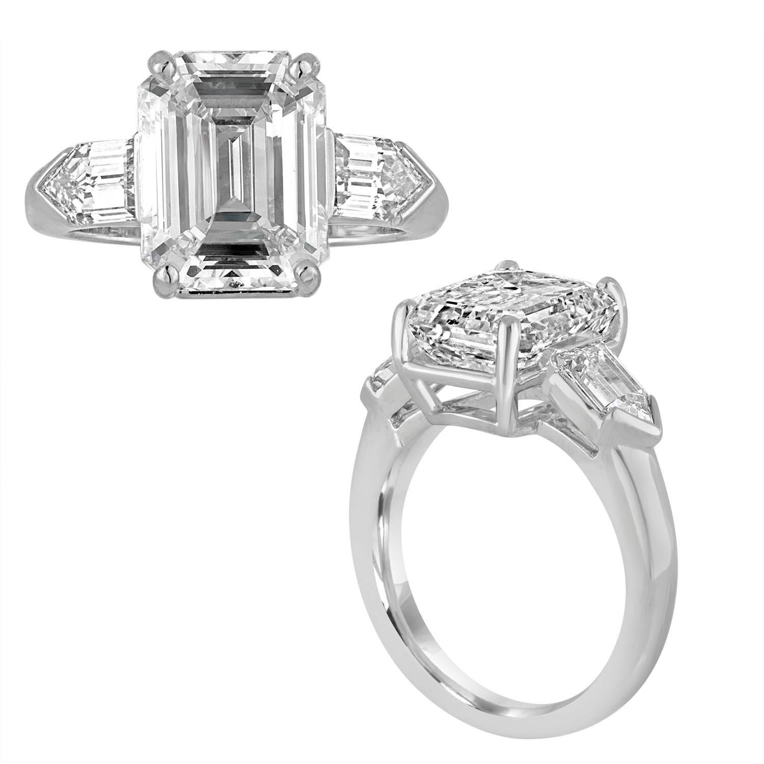Contemporary 5.38 Carat GIA Certified Emerald Cut Diamond Platinum Ring
