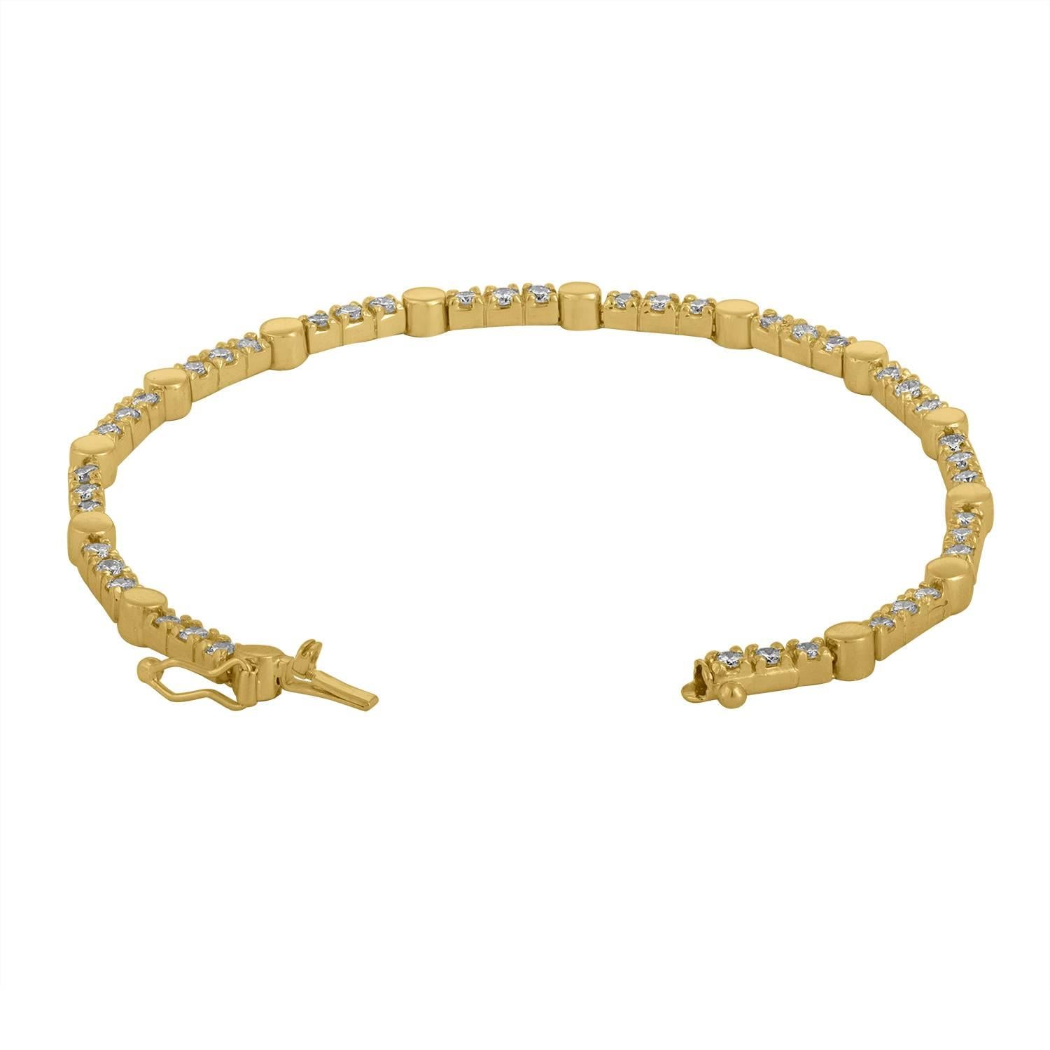 1.05 Carats Diamonds Gold Bracelet In New Condition In New York, NY