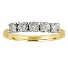 Five Stone Diamonds Two Color Gold Wedding Band Ring 12