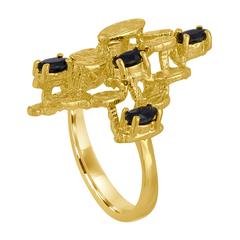Black Diamond Gold Abstract Ring