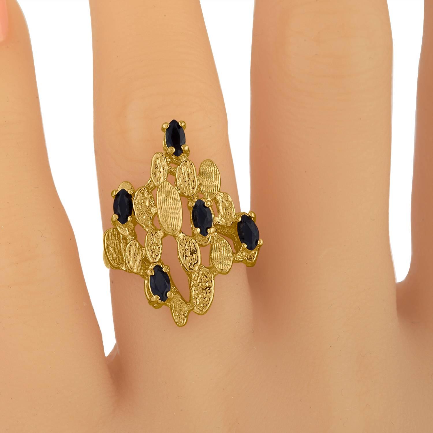 Black Diamond Gold Abstract Ring In New Condition For Sale In New York, NY