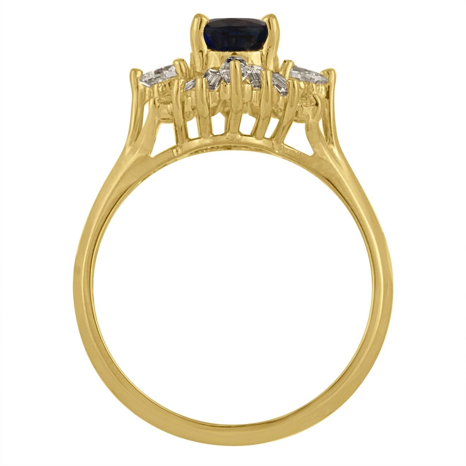 Modern Sapphire Diamond Gold Ring For Sale