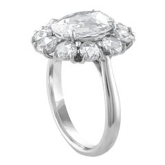 2.13 Carats Rose Cut Diamonds Platinum Ring