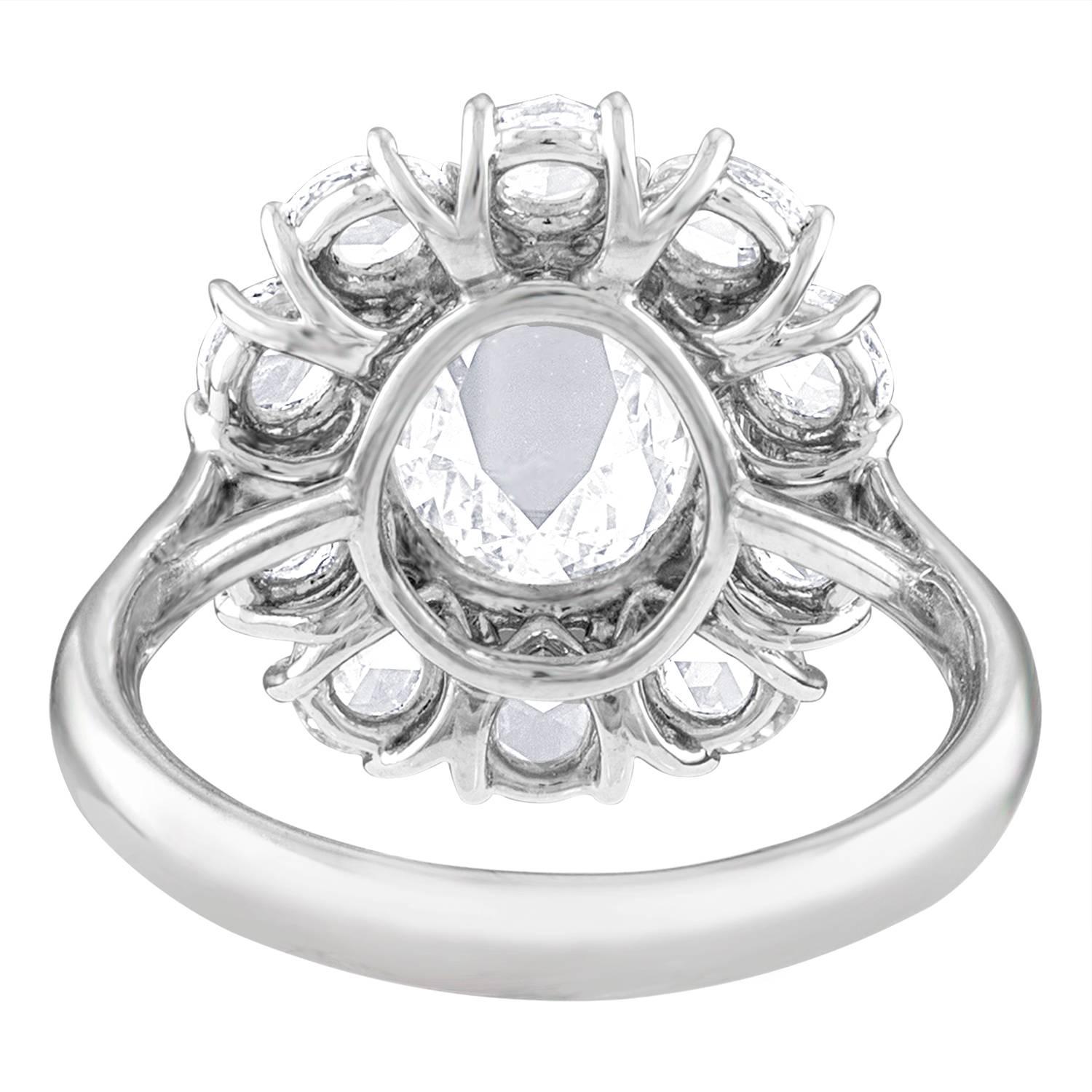 Contemporary 2.13 Carats Rose Cut Diamonds Platinum Ring  For Sale