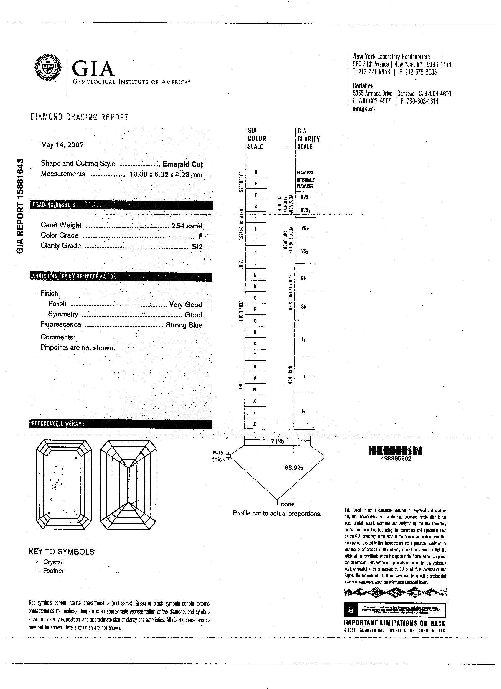 Women's or Men's 2.54 Carat GIA Certified Emerald Cut Diamond Ring For Sale