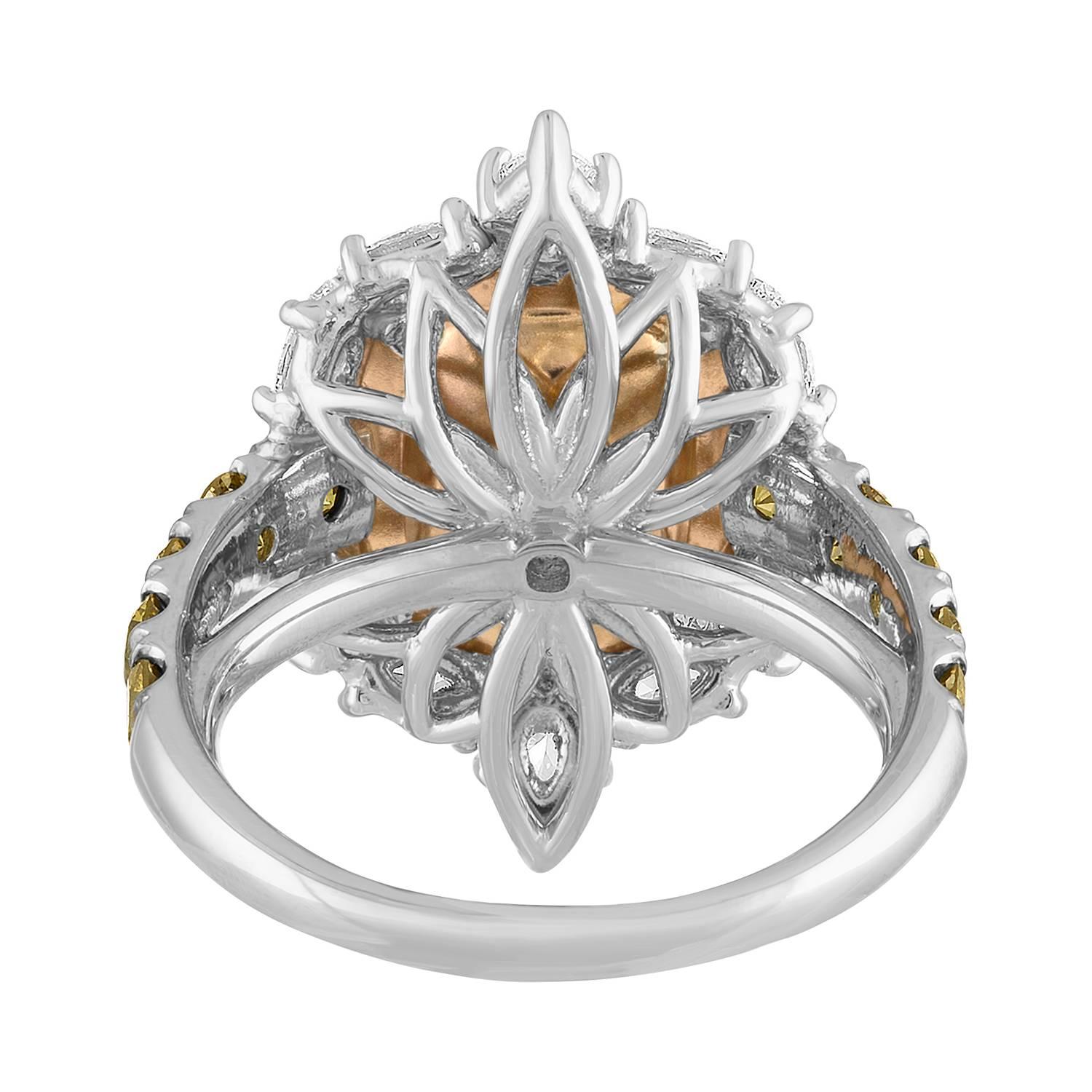 3.02 Carat Cushion Cut Diamond Rose Gold Platinum Handcrafted Ring 1