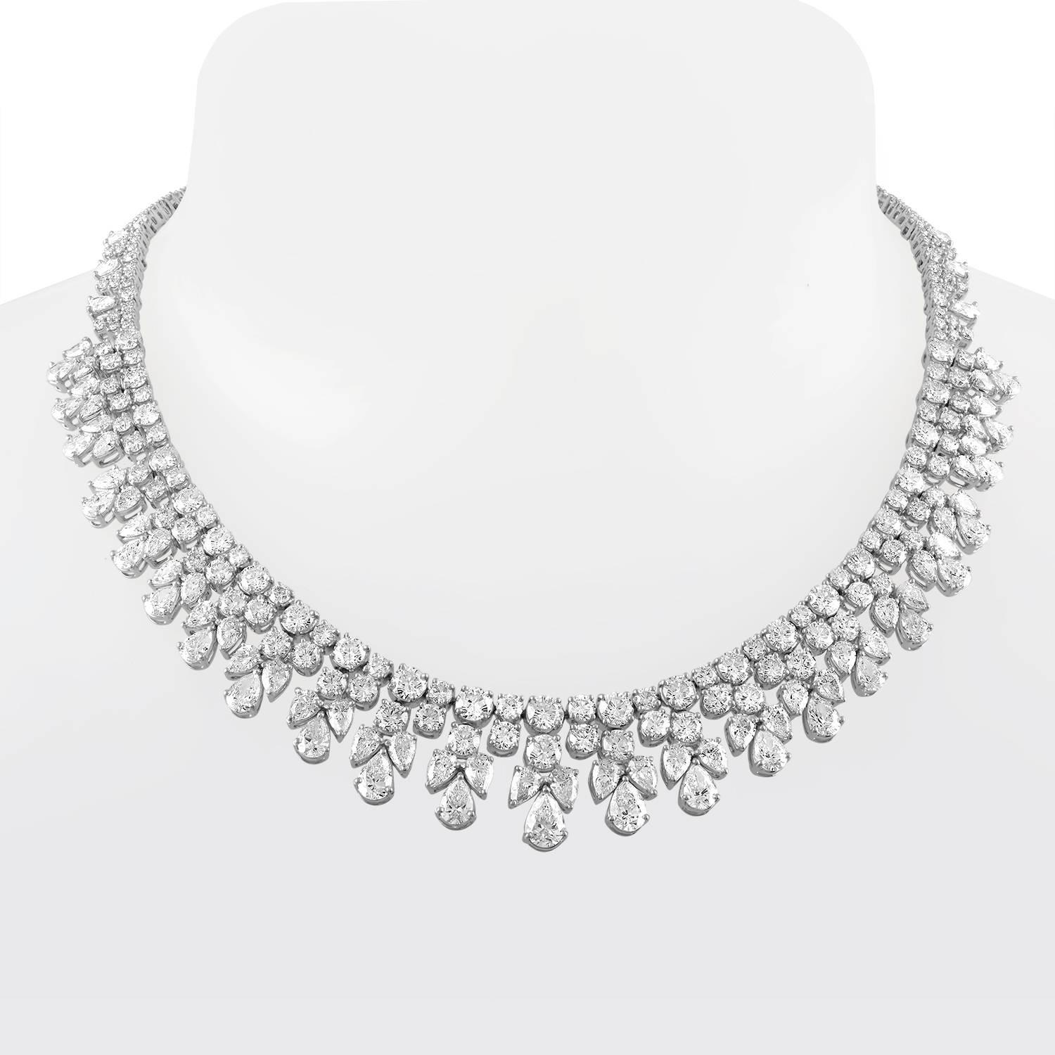 over 50 Carat Fancy Shapes Diamond Platinum Necklace 1