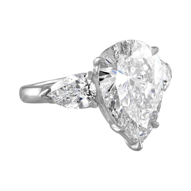5.46 Carat Pear Shape GIA JVS1 Three-Stone Ring at 1stDibs | jvs1 diamond