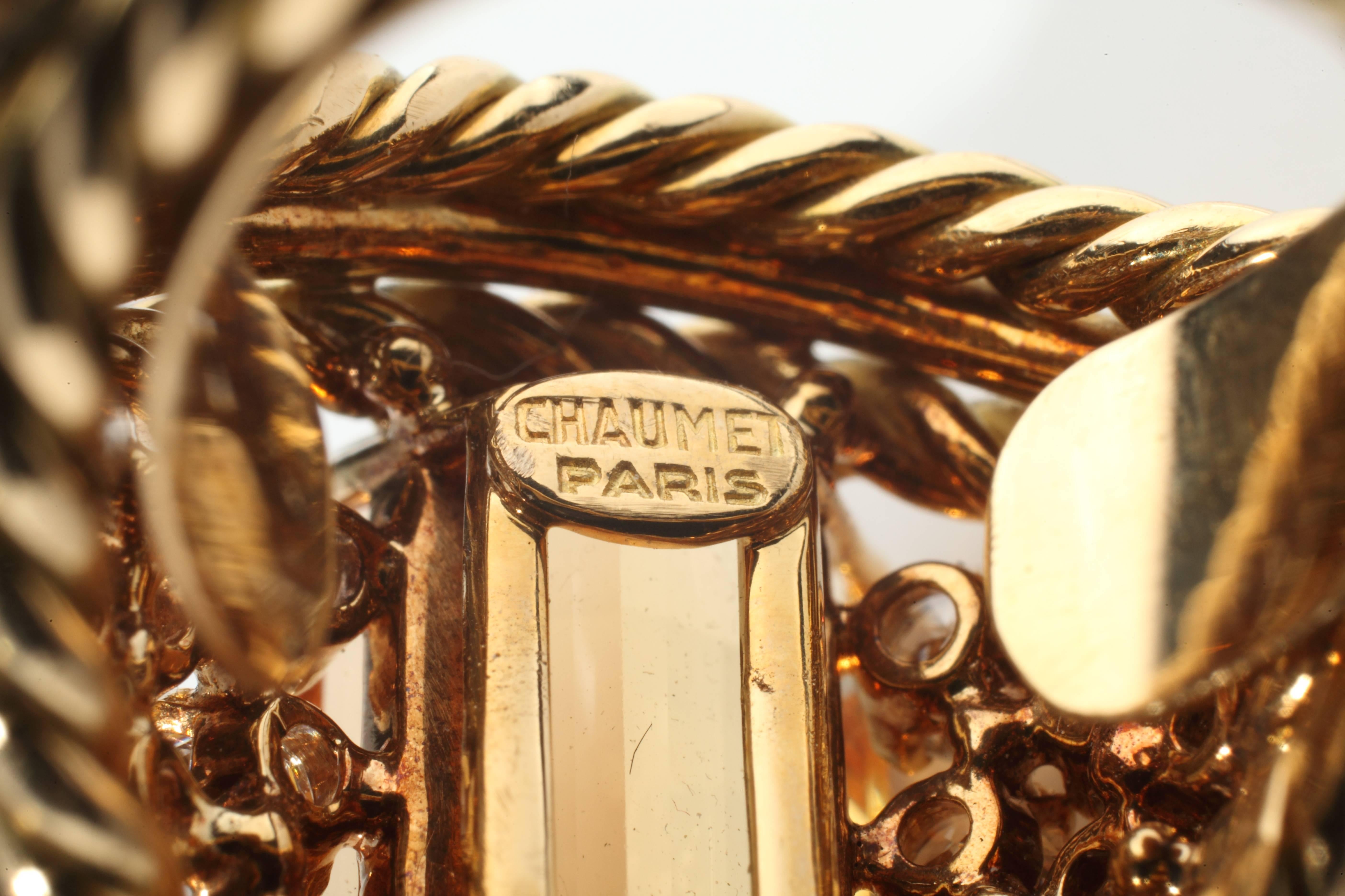 1950s Chaumet Paris Topaz Diamond Gold Ring 1