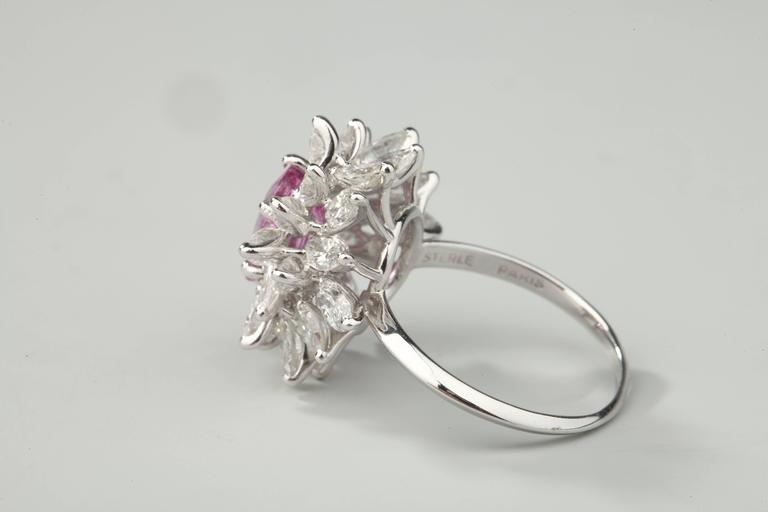 Women's Sterlé Paris Pink Sapphire Diamond Platinum Ring