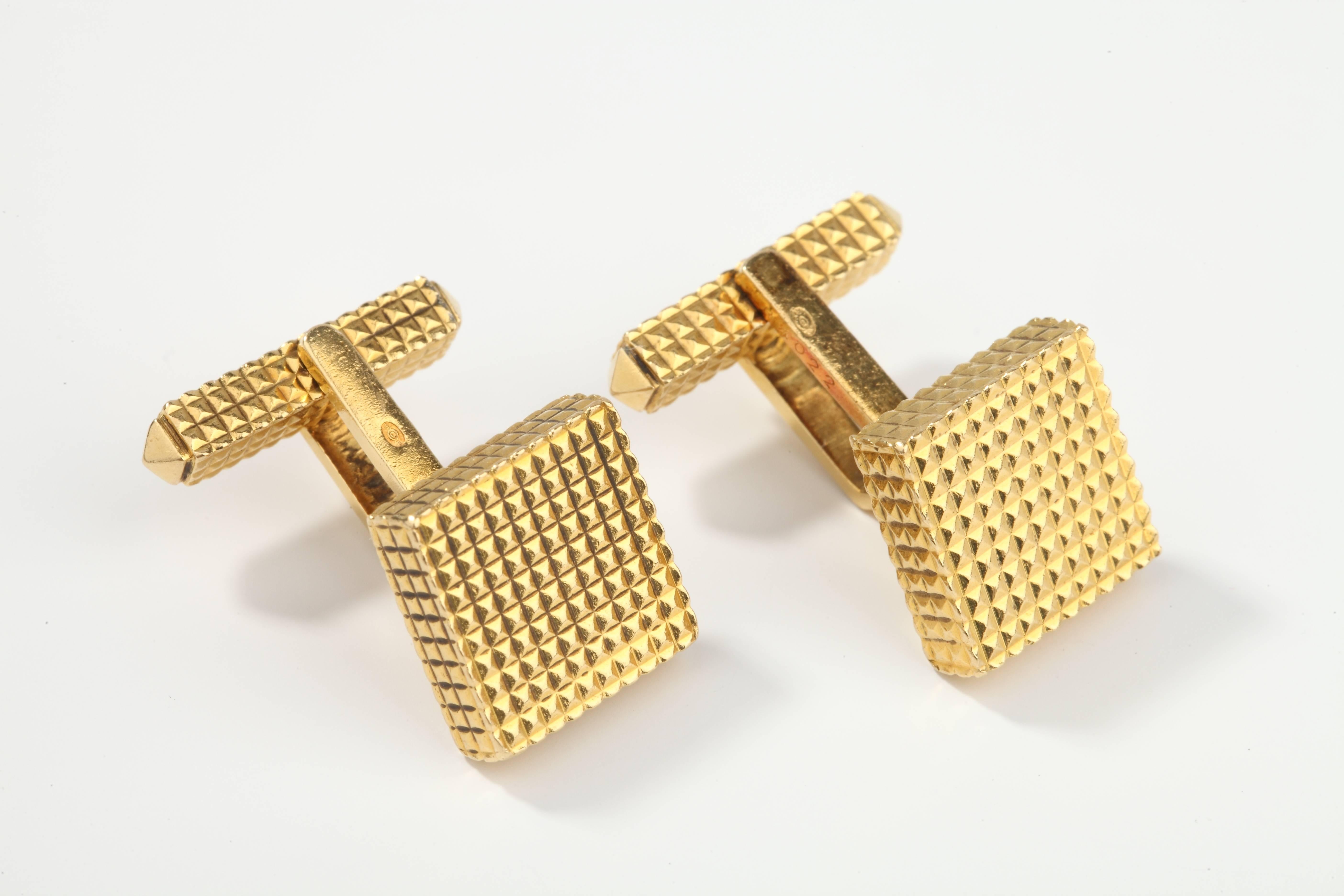 Yellow gold square designed cufflinks decorated with 