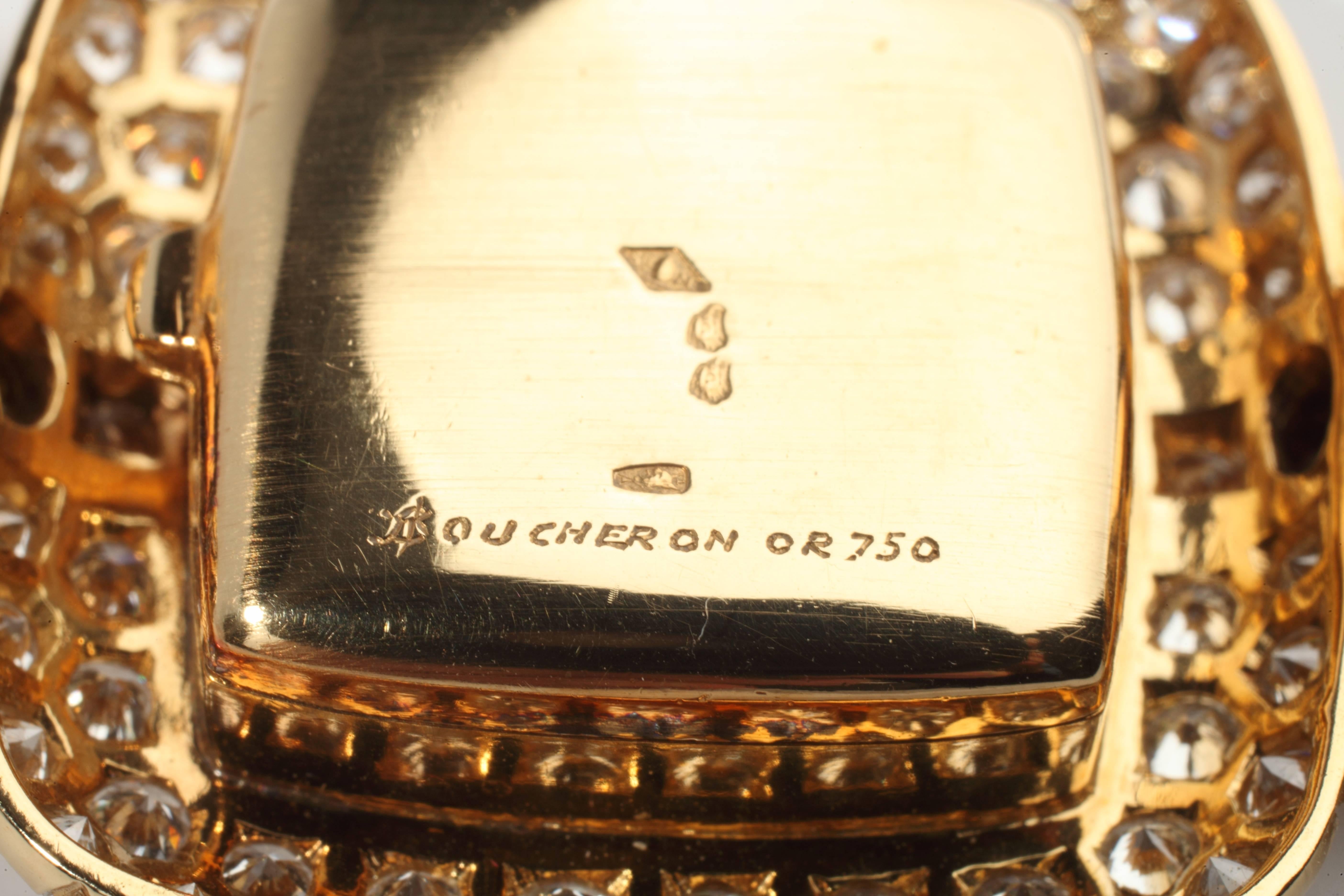 1960s Boucheron Paris Ladies Yellow Gold Diamond Wristwatch For Sale 1