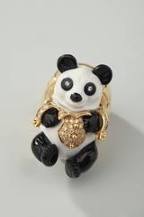 Eva Segoura White Opal Onyx Diamond Gold Panda Ring