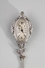 1900s Ladies Platinum White Gold Diamond Pear Shaped Pendant Watch