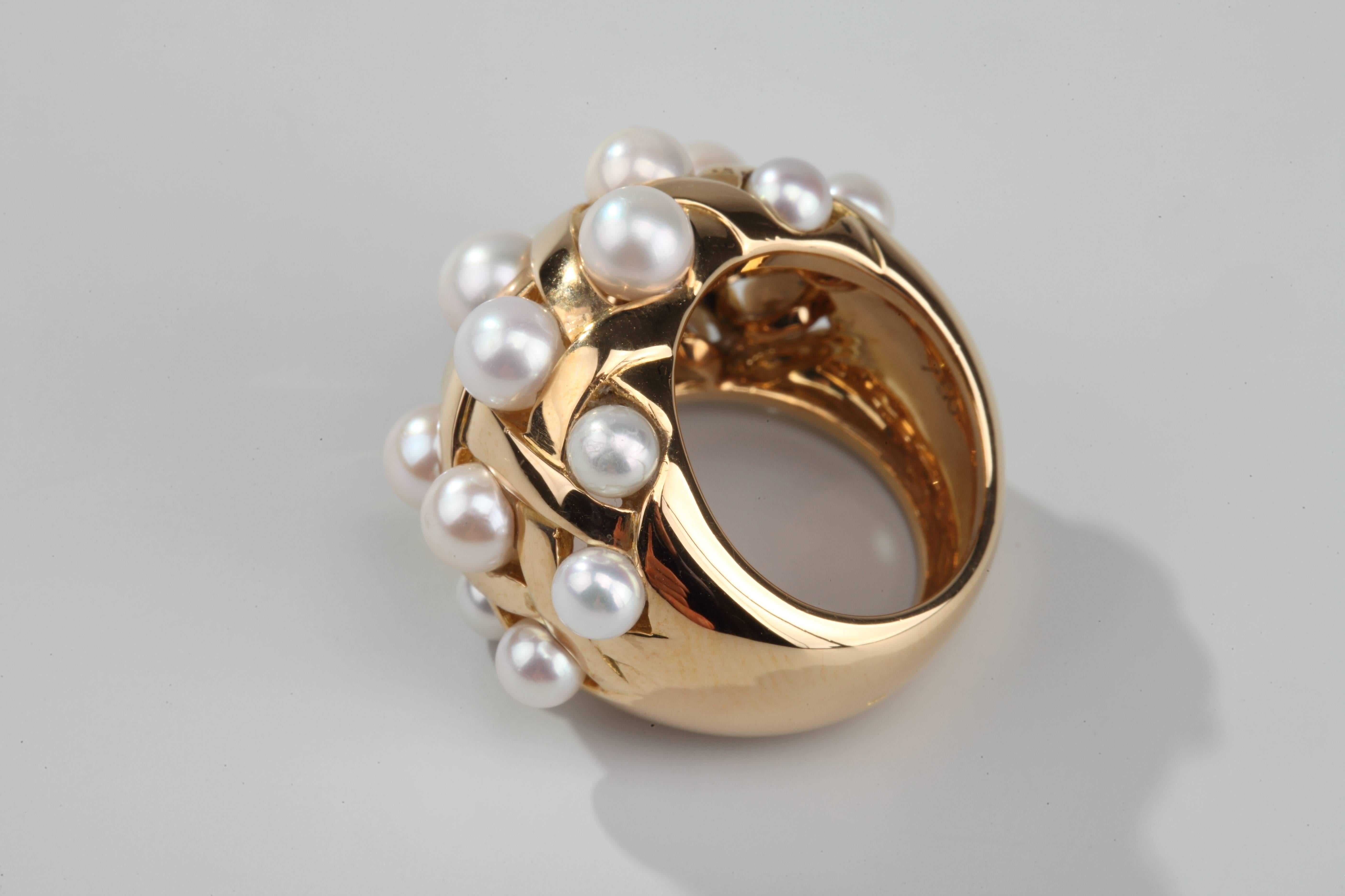 Chanel Pearl Matelasse Ring In Excellent Condition In Paris, FR