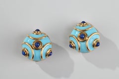 1960s Enamel Lapis Lazuli Earrings