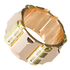 Modernist Machine Age Two Color Gold Bracelet