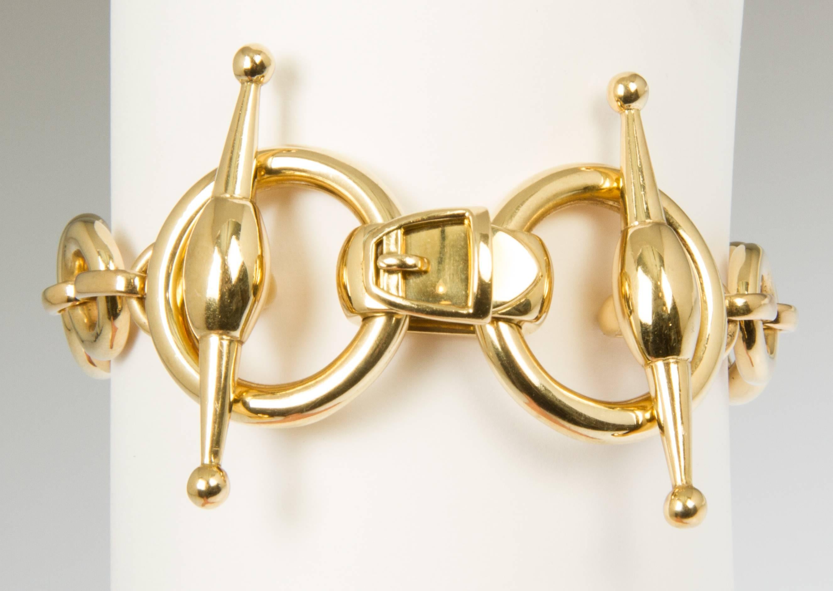 Women's or Men's Gold Gucci Chain Bit Bracelet For Sale