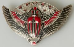 Sterling Silver Enameled Egyptian Revival Brooch