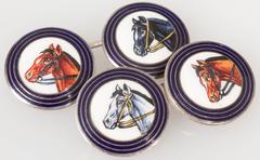 Enamel on Silver Equestrian Show Horse Cufflinks