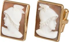Pair of Gold Cufflinks With Cameo of Mercury