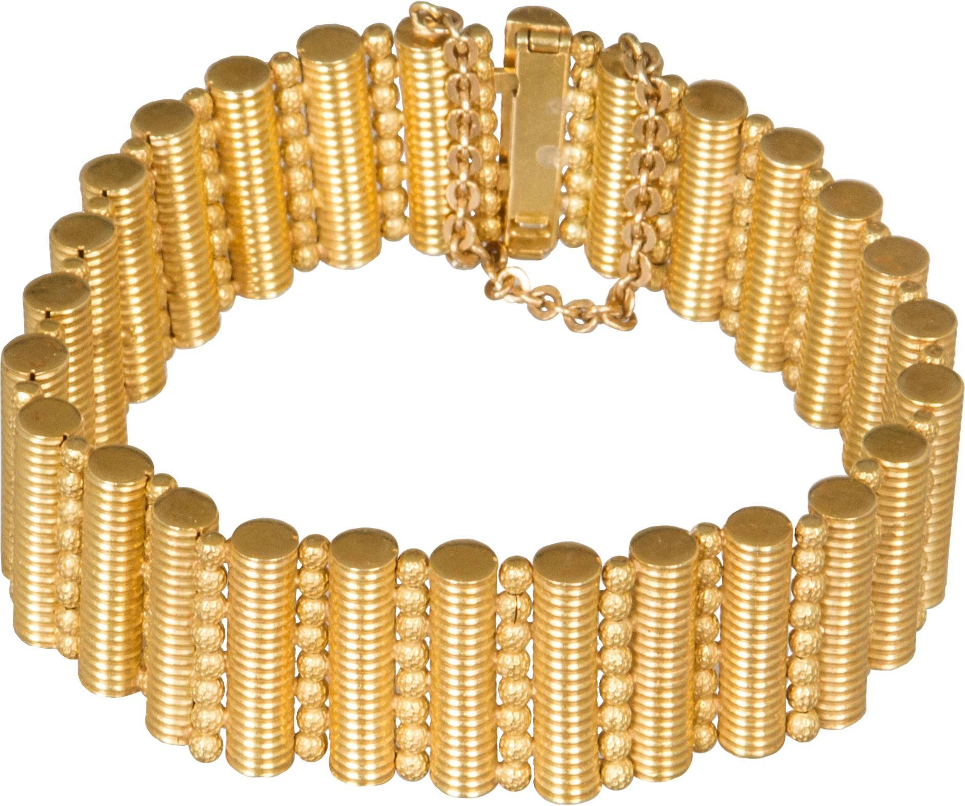 Mid-Century Modernist Gold Bracelet For Sale 1