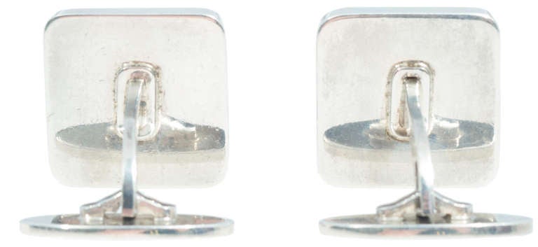 Optical Pair of Enamel and Silver  Georg Jensen Cufflinks In Excellent Condition In Chicago, IL