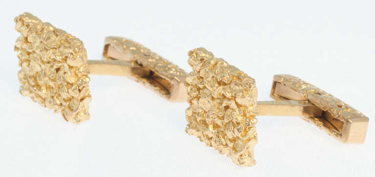 Men's Tiffany Gold Nugget Cufflinks For Sale