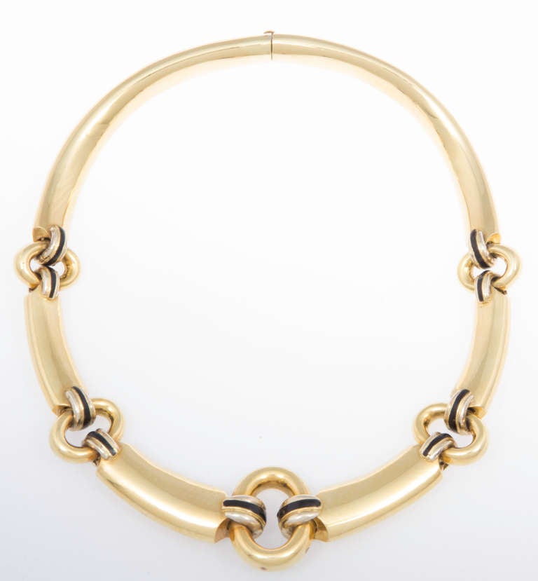 Women's Fine Italian Gold and Enamel Collar Necklace