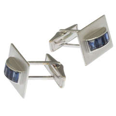 White Gold and Sapphire Cufflinks