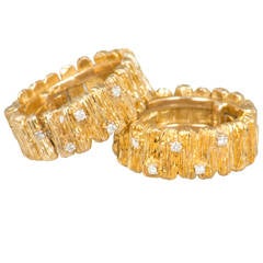 Pair of Diamond Gold Hoop Earrings
